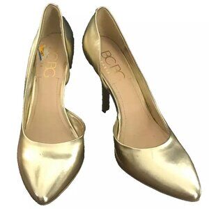 BCBG Paris Gold d'Orsay High Heels, 8, 4" heel